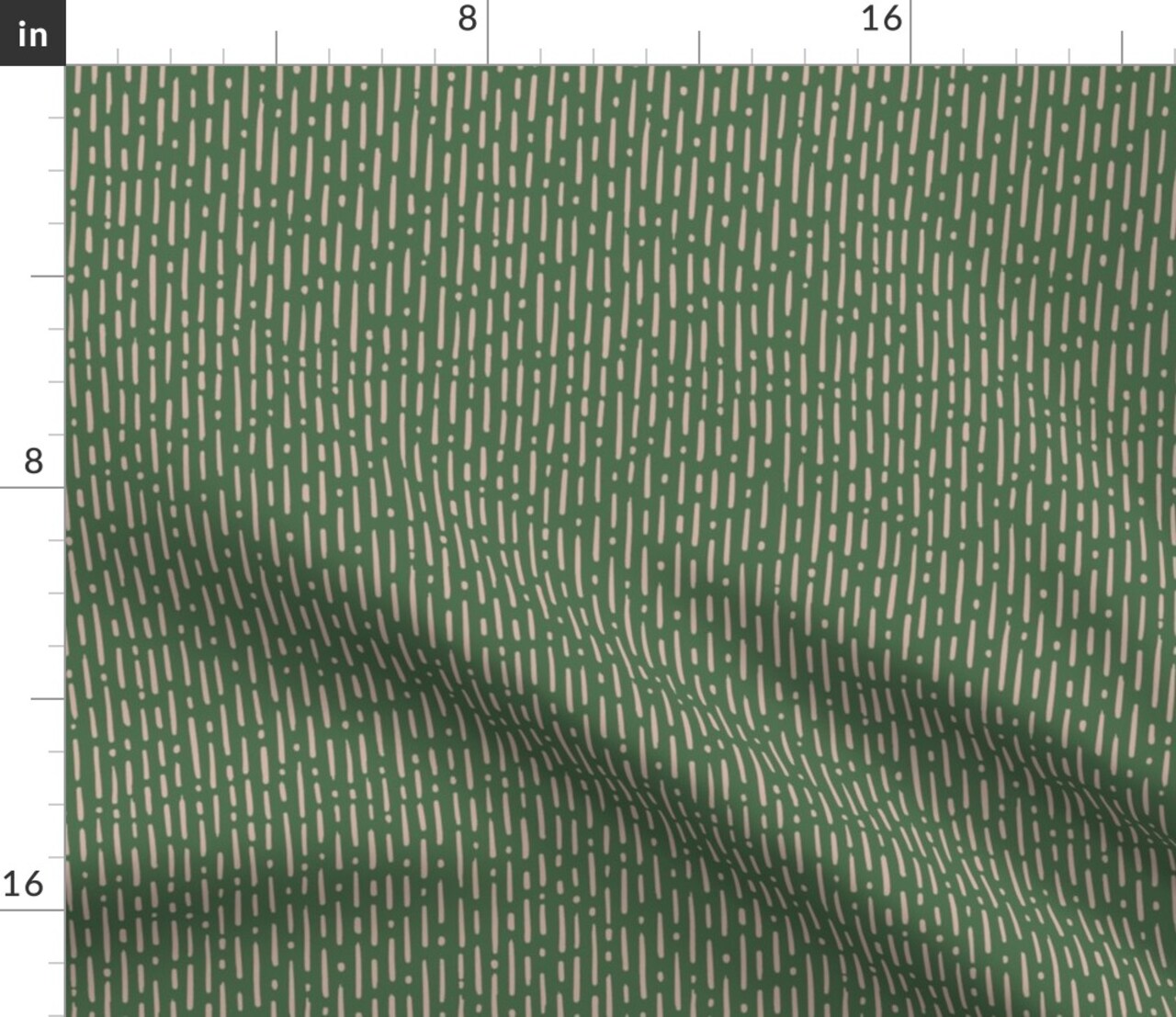 Green Interrupted Stripe Modern Design Hand Drawn Vintage Retro Large Scale Custom Printed Fabric by Spoonflower Various Fabrics by the Yard or Fat Quarter